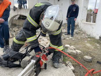 В посёлке Новогорный проходит конкурс на звание  «Лучшее звено газодымозащитной службы»