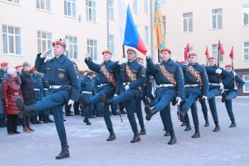 Торжественное построение в честь празднования 370-й годовщины со дня образования пожарной охраны России