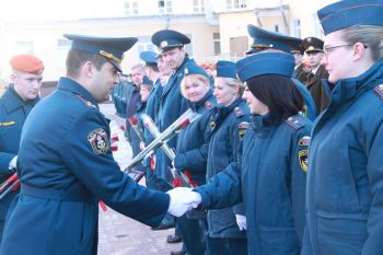 Торжественное построение в честь празднования 370-й годовщины со дня образования пожарной охраны России