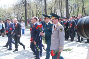 Приняли участие в церемонии возложения цветов к памятнику легендарному полководцу Георгию Жукову