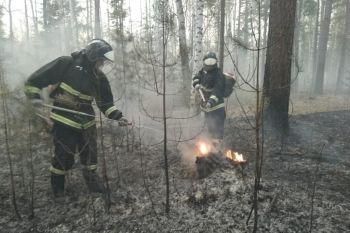 Личный состав института продолжает тушение пожаров в Курганской области