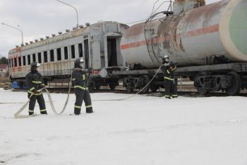 В институте прошли пожарно-тактические учения 